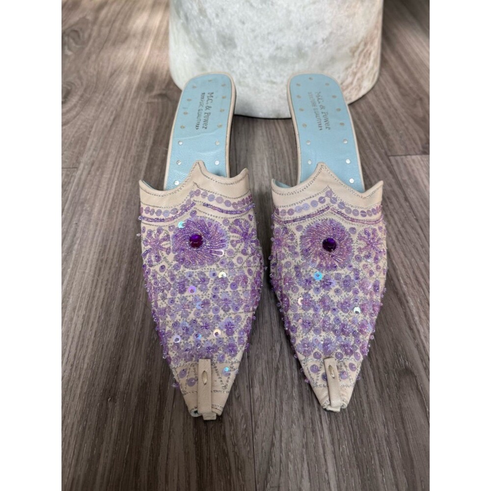 Vintage Beaded Sequin Mules Y2K Fairycore Moroccan Inspired Kitten Heels